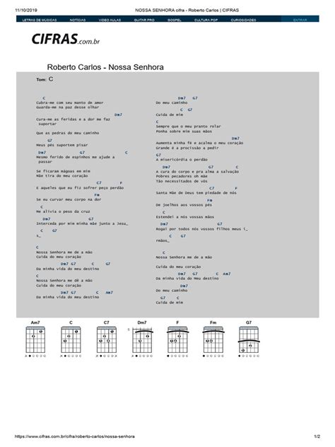 cifra nossa senhora roberto carlos|nossa senhora cifra simplificada.
